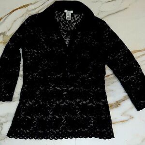 Cache lace shirt silk collar